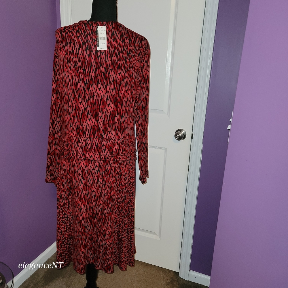 New York & Company Red/Black Wrap Style Dress Sz: XL NWT - Picture 3 of 7